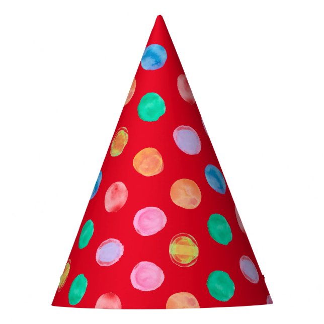 Chapeaux De Fêtes Aquarelle rouge Pois (Devant)