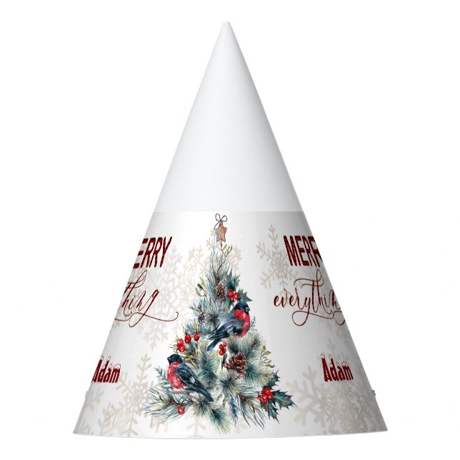 Chapeaux De Fêtes Arbre de Noël Berries voeux de vacances Monogramme (Devant)