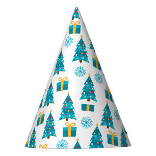 Chapeaux De Fêtes Arbre de Noël Motif cadeau bleu jaune Fêtes