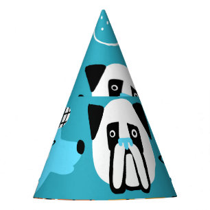 Chapeaux De Fêtes Arrière - plan bleu, Motif de chien joueur.