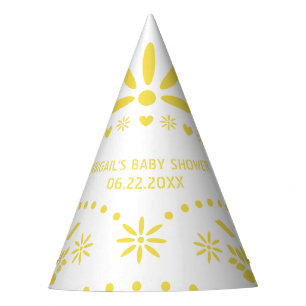 Chapeaux De Fêtes Baby shower picado de papillon jaune et blanc