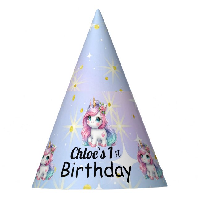 Chapeaux De Fêtes Baby Unicorn cardboard party hats (Devant)