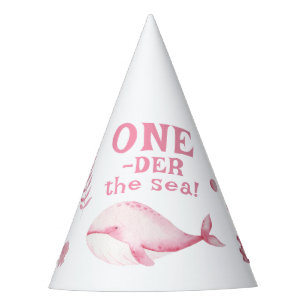 Chapeaux De Fêtes Baleine Rose Oneder la mer 1er anniversaire