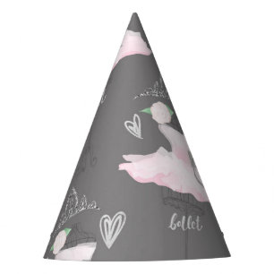 Chapeaux De Fêtes Ballerine fête d'anniversaire Pink & Grey Couture