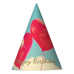 Chapeaux De Fêtes Ballons de coeur d'anniversaire heureux