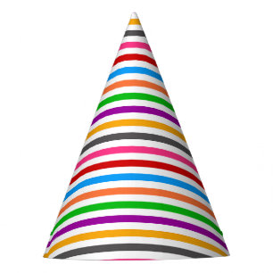 Chapeaux De Fêtes Bandes de lignes arc-en-ciel colorées - Blanc