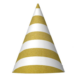 Chapeaux De Fêtes Bandes d'or, Blancs, Motif rayé