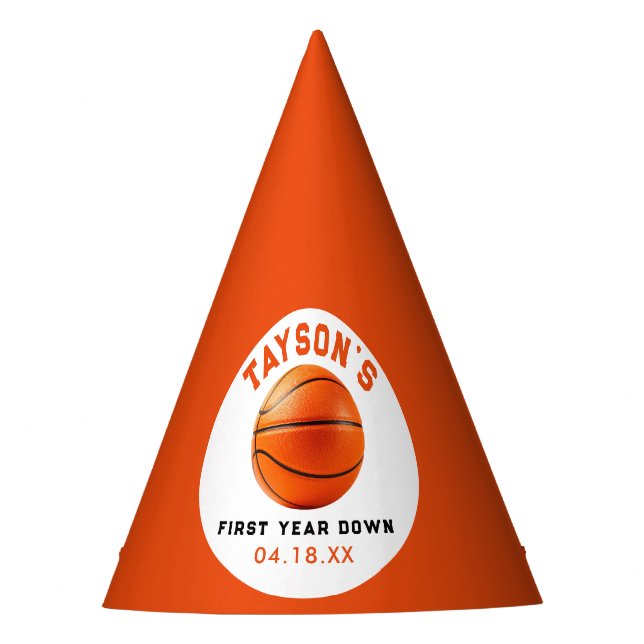 Chapeaux De Fêtes Basketball première année bas 1er anniversaire (Devant)