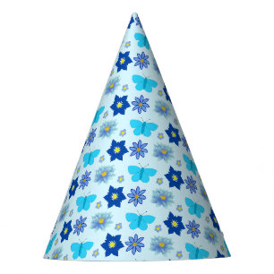Chapeaux De Fêtes Bébé bleu Papillons et fleurs à motifs