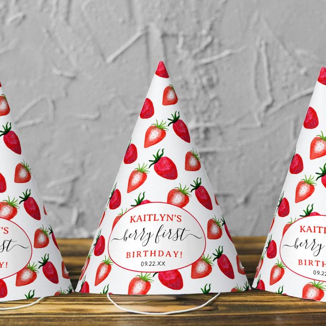 Chapeaux De Fêtes Berry aux fraises sucrées Premier 1er anniversaire (Créateur téléchargé)