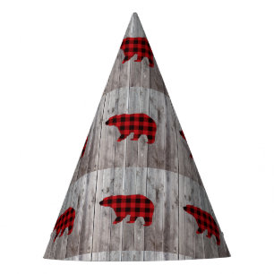 Chapeaux De Fêtes bison plaid ours sauvage un 1er anniversaire fête