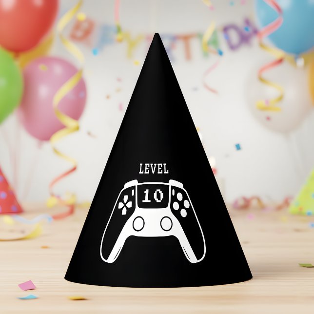 Chapeaux De Fêtes Black White Gaming Boy Birthday (Créateur téléchargé)