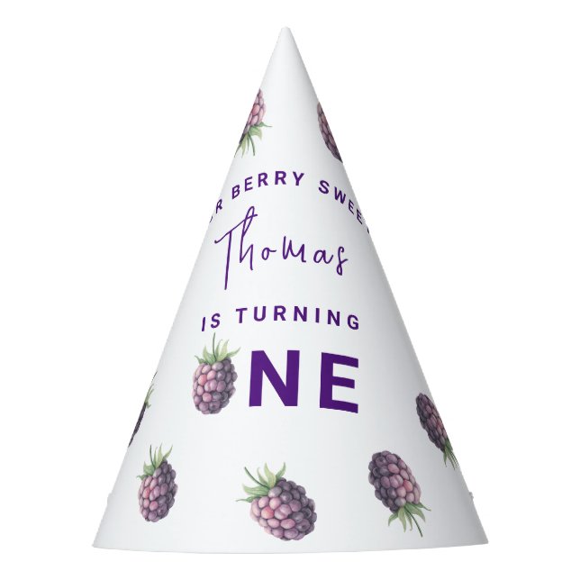 Chapeaux De Fêtes Blackberry d'aquarelle 1er anniversaire (Devant)