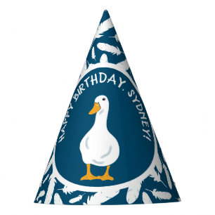 Chapeaux De Fêtes Blancs et plumes Anniversaire bleu de la marine