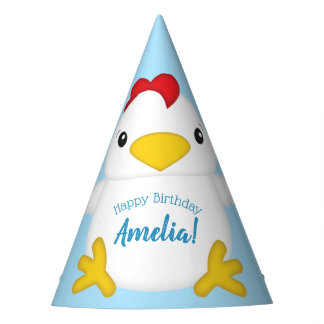 Chapeaux De Fêtes Bleu de fête d'anniversaire de poulet