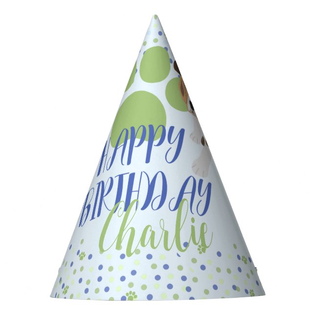 Chapeaux De Fêtes Blue Green Coloré mignon Chien de Chien nommé Casq (Devant)