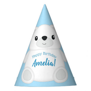 Chapeaux De Fêtes Blue Polar Bear Anniversaire