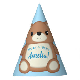 Chapeaux De Fêtes Blue Teddy Bear Birthday Party