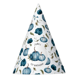 Chapeaux De Fêtes Boho Fall Citrouille Floral Blue Anniversaire