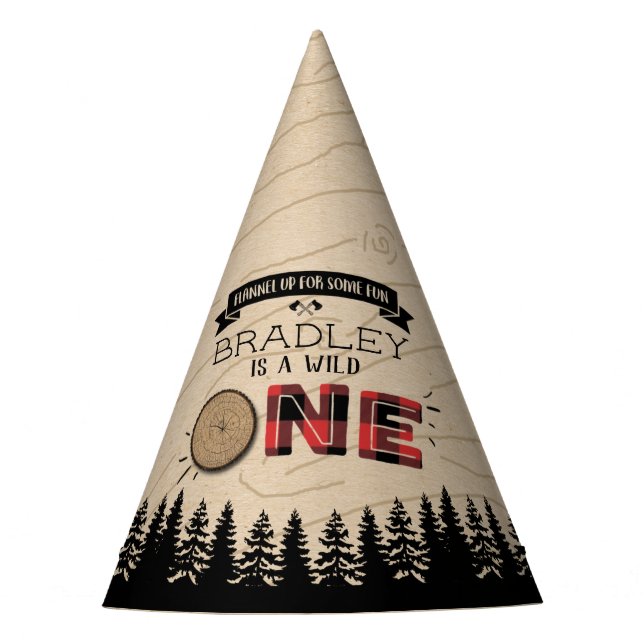 Chapeaux De Fêtes Bois de bûcheron à plaies rustiques 1er anniversai (Devant)