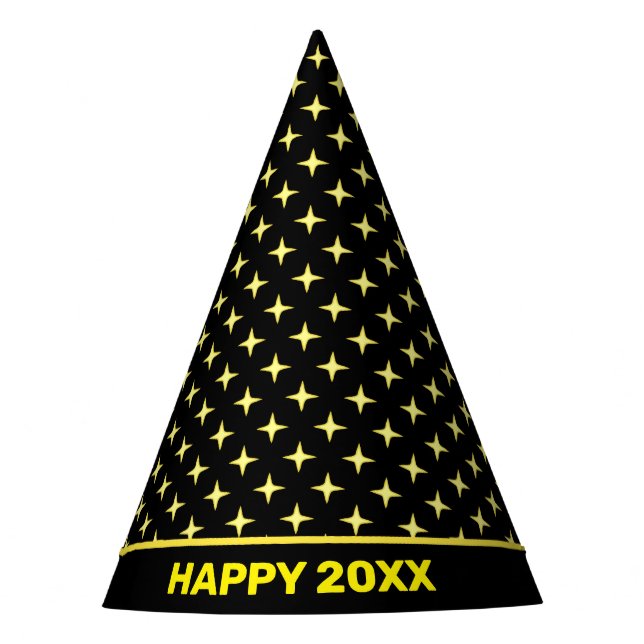 Chapeaux De Fêtes Bonne année et étoiles jaunes sur le Casquette de  (Devant)