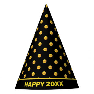 Chapeaux De Fêtes Bonne Année & Points Dorés sur Fond Noir