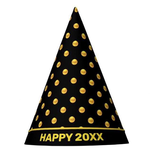 Chapeaux De Fêtes Bonne Année & Points Dorés sur Fond Noir (Devant)