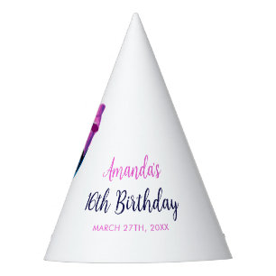 Chapeaux De Fêtes Boule disco anniversaire 16 ans rose aquarelle suc