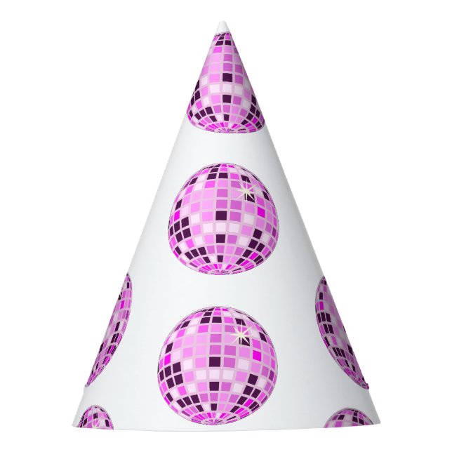 Chapeaux De Fêtes Boule Disco Rose Purple Moderne Dessin Blanc (Devant)