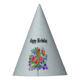 Chapeaux De Fêtes Bouquet sur la pierre Joli Fleurs colorées Papillo