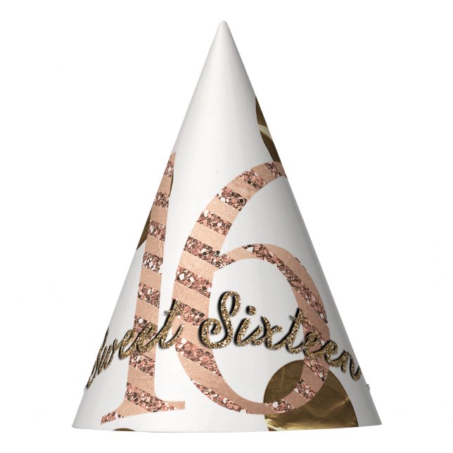 Chapeaux De Fêtes Bronze Rose Pois Gold Sweet 16 Anniversaire (Devant)