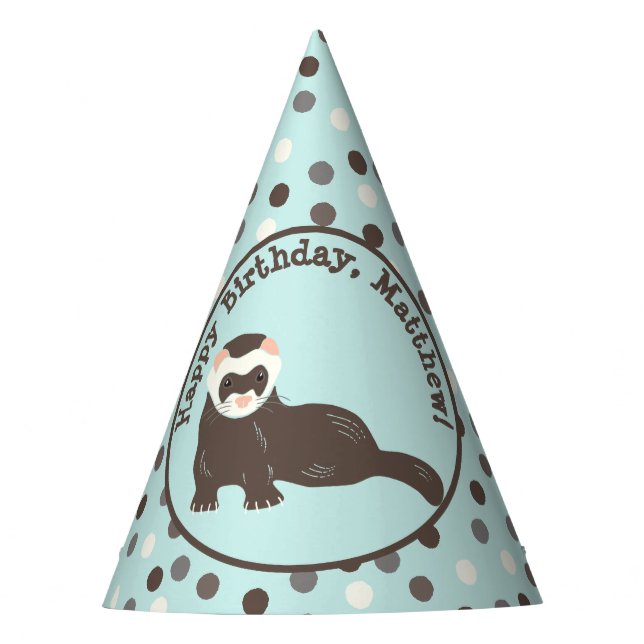Chapeaux De Fêtes Brown Ferret Mint Green Anniversaire personnalisé (Devant)
