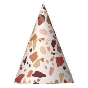 Chapeaux De Fêtes Brown terrazzo : vintage, motif à la mode.