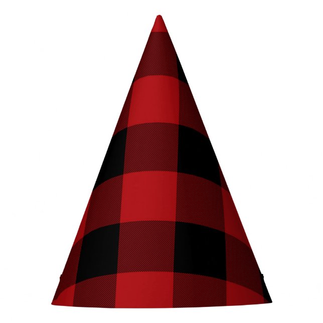 Chapeaux De Fêtes Buffle rouge et noir rustique Plaid Anniversaire (Devant)