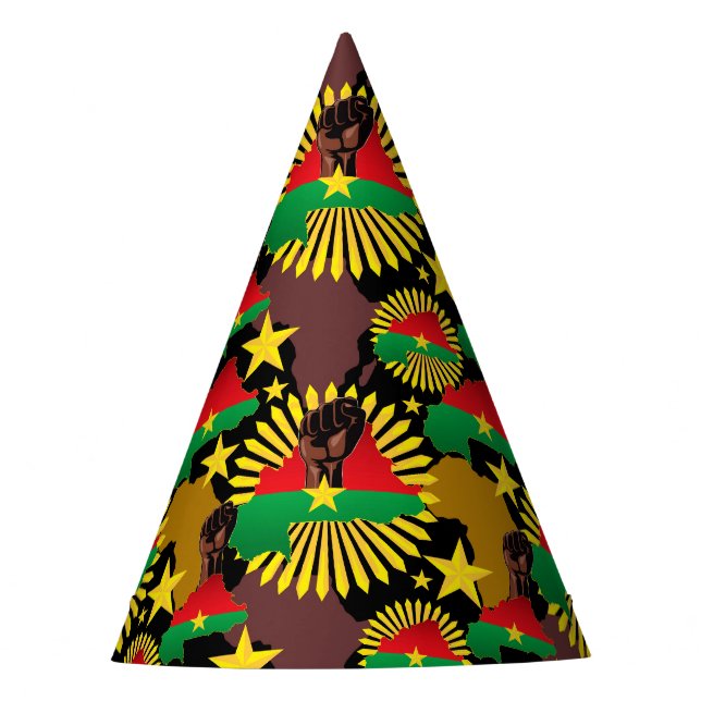 Chapeaux De Fêtes Burkina Faso Carte, drapeau et première révolution (Devant)