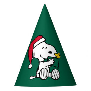 Chapeaux De Fêtes cacahuètes   Snoopy Père Noël & Woodstock Cadeau