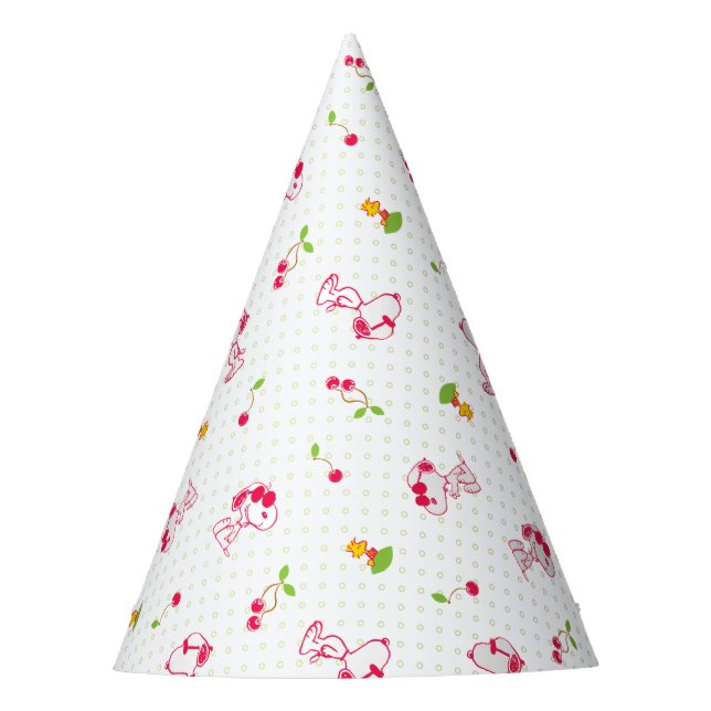 Chapeaux De Fêtes cacahuètes | Snoopy & Woodstock Cherry Motif (Devant)