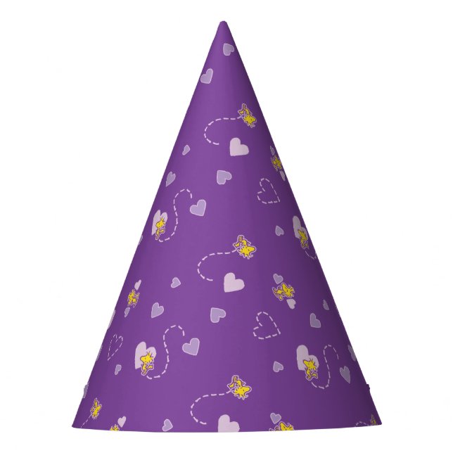 Chapeaux De Fêtes cacahuètes | Woodstock Motif de coeur pourpre (Devant)