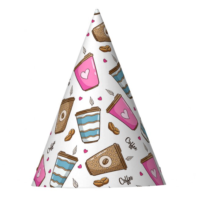 Chapeaux De Fêtes Cafés, Haricots, Coeurs, Amateur De Café (Devant)