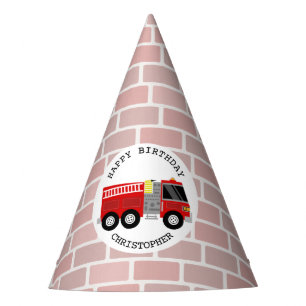 Chapeaux De Fêtes Camion-feu + briques Casquette de fête d'anniversa