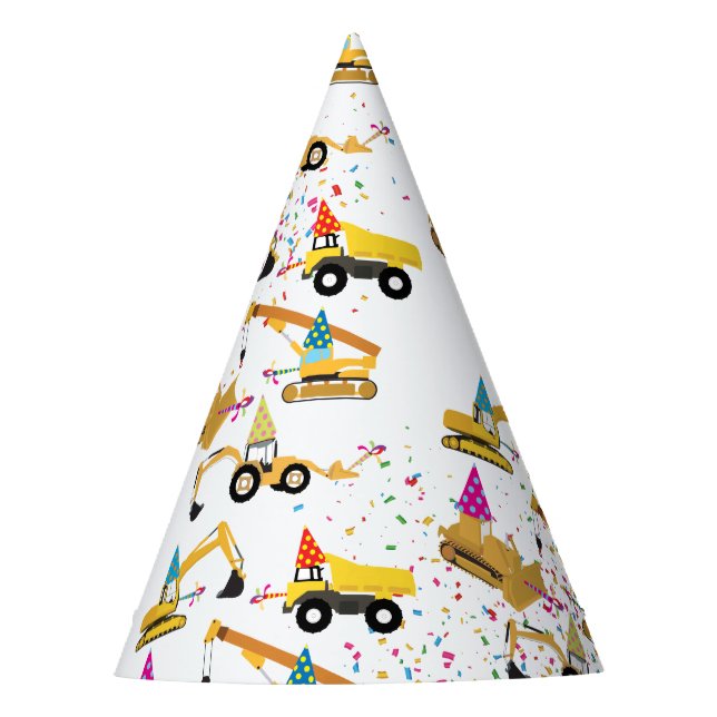Chapeaux De Fêtes Camions de construction Motif de fête d'anniversai (Devant)