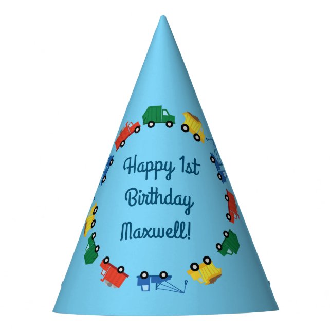Chapeaux De Fêtes Camions Voitures Cute 1er Anniversaire Thème de fê (Devant)