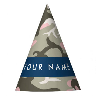 Chapeaux De Fêtes Camouflage rose et vert Personnalisez votre nom