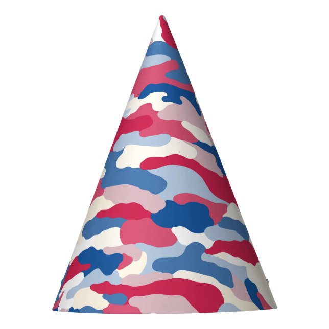 Chapeaux De Fêtes Camouflage rouge blanc et bleu (Devant)