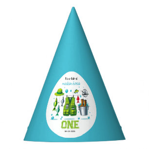 Chapeaux De Fêtes Canne à pêche vintage "O-Fish-Ally One" 1er annive