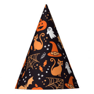 Chapeaux De Fêtes Caractères d'halloween illustrés mignons sur bg no