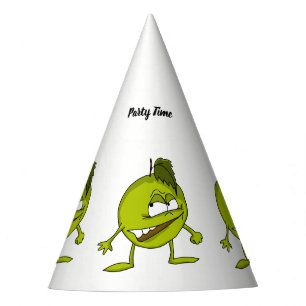 Chapeaux De Fêtes Caricature de pomme verte avec un sourire vicieux