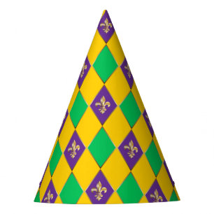 Chapeaux De Fêtes Carnaval de Mardi Gras Arlequin Fleur de Lis Diamo