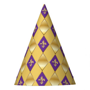 Chapeaux De Fêtes Carnaval de Mardi Gras Arlequin Fleur de Lis Diamo