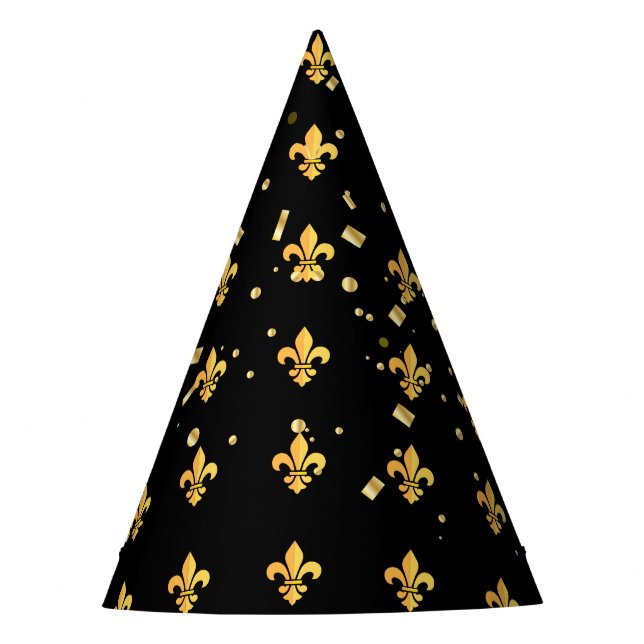 Chapeaux De Fêtes Carnaval Mardi Gras Arlequin Gold Fleur de Lis (Devant)